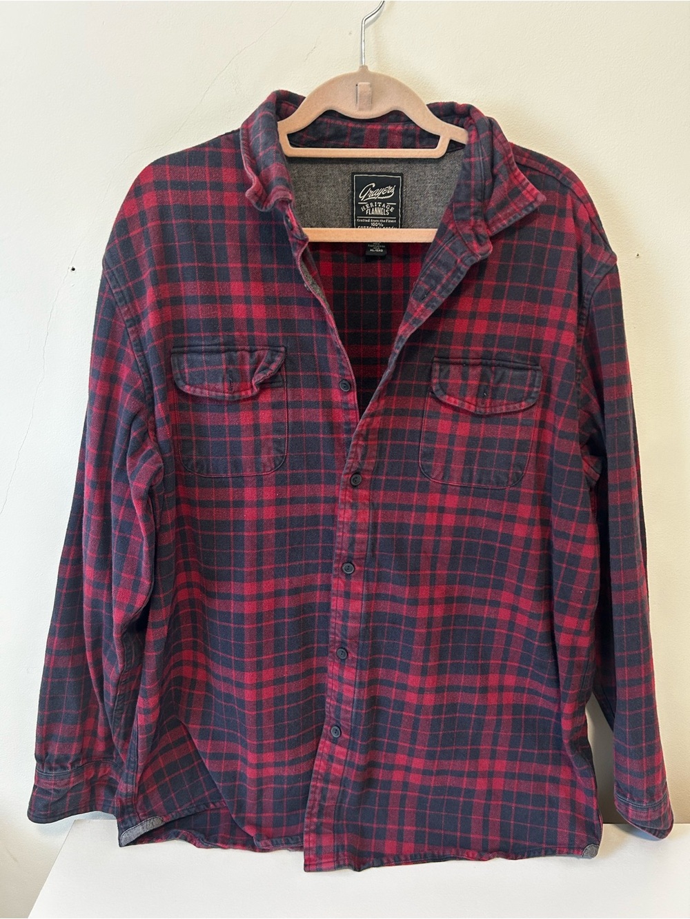 Grayers Red and Black Plaid Flannel Button-Down Shirt